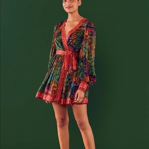 Farm Rio Forest Tapestry Mini Wrap Dress